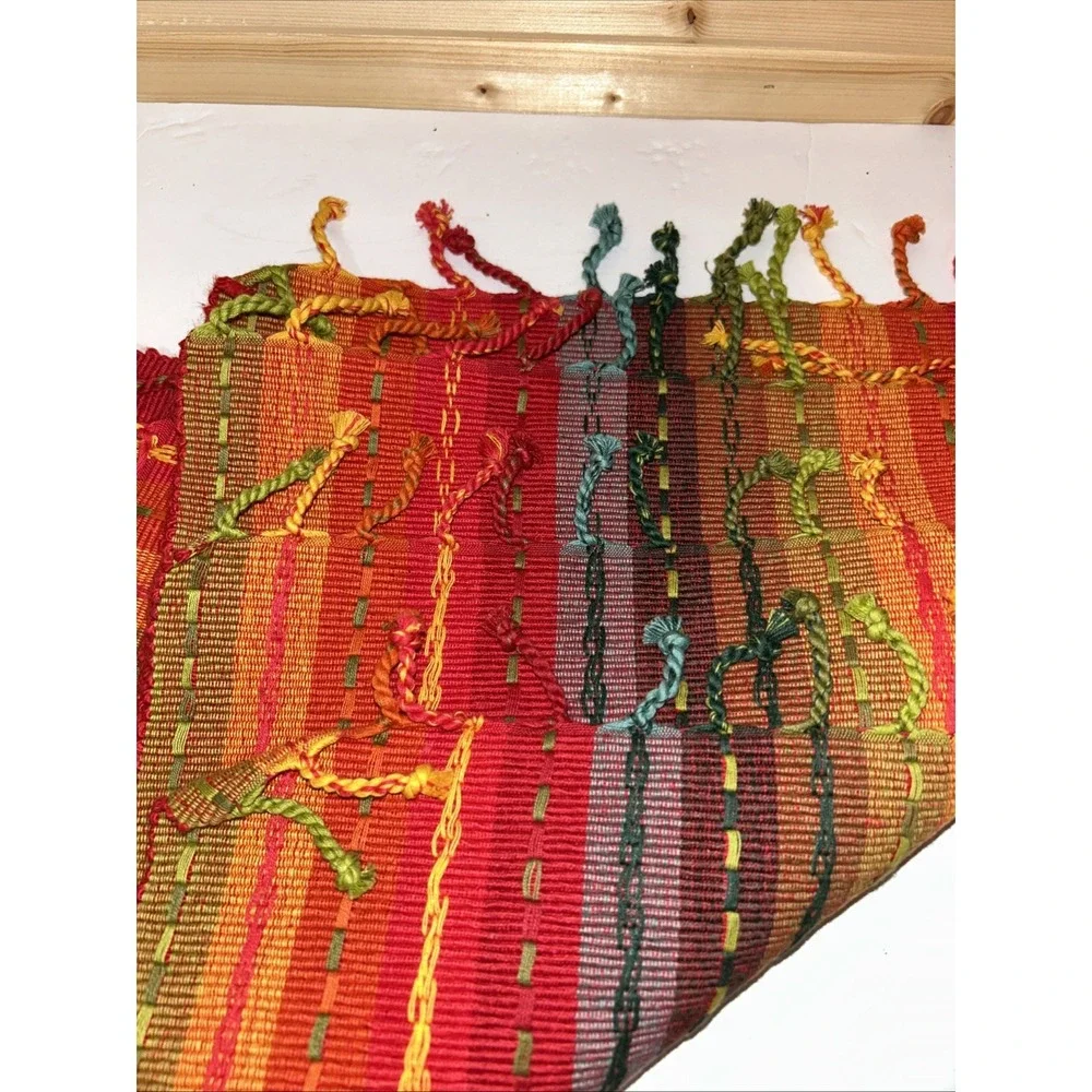 Pier1 Stripped Colorful Fiesta Fringe 4 Placemats 18.5